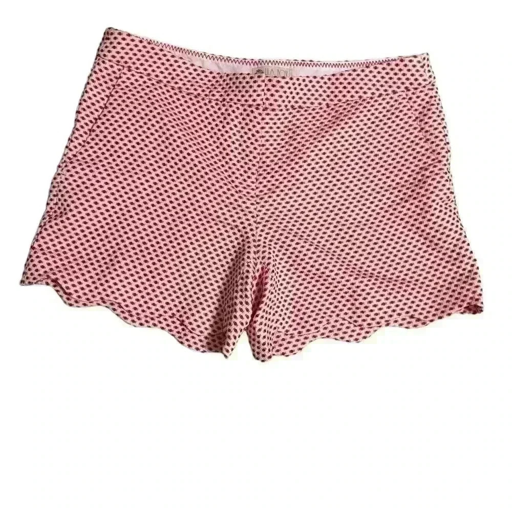 Lila Rose Pink and Black Polka Dot Scalloped Hem Shorts